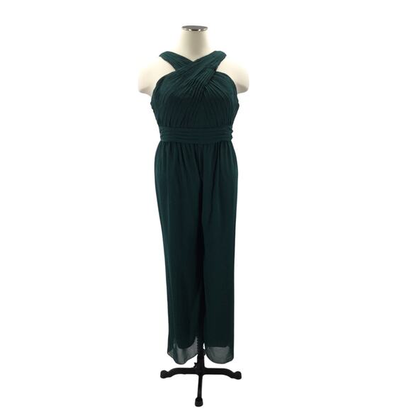 AW BRIDAL 16 2X plus Dark Emerald Lorraine party wide leg jumpsuit NEW B143 - Picture 3 of 7